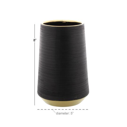 CosmoLiving by Cosmopolitan Set of 2 Black Porcelain Glam Vase, 5" x 8"